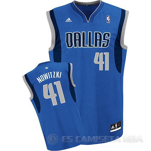 Camiseta Nowitzki #41 Dallas Mavericks Azul - Haga un click en la imagen para cerrar